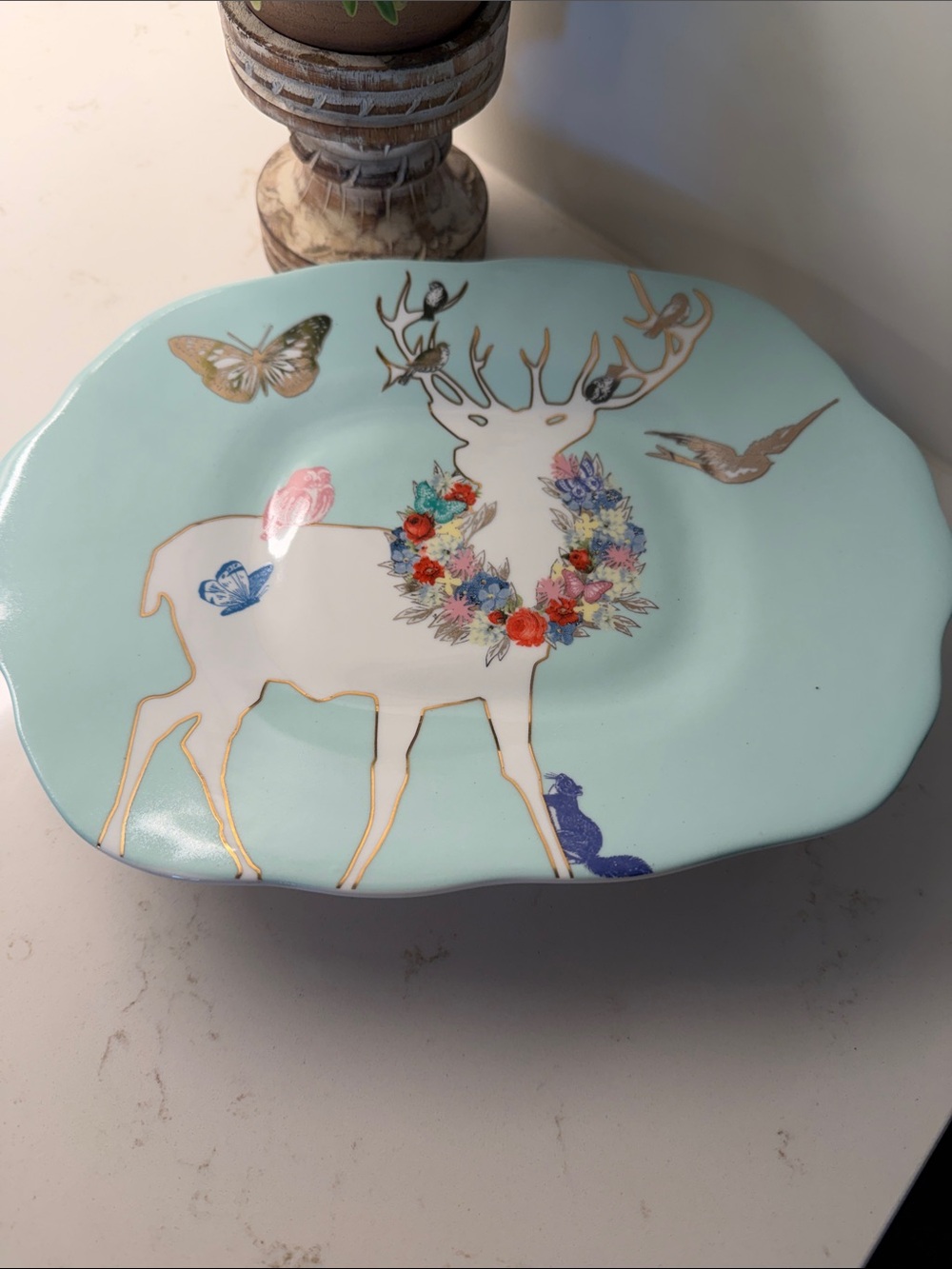 Rosanna “Walk in the Woods” porcelain pedestal tray.